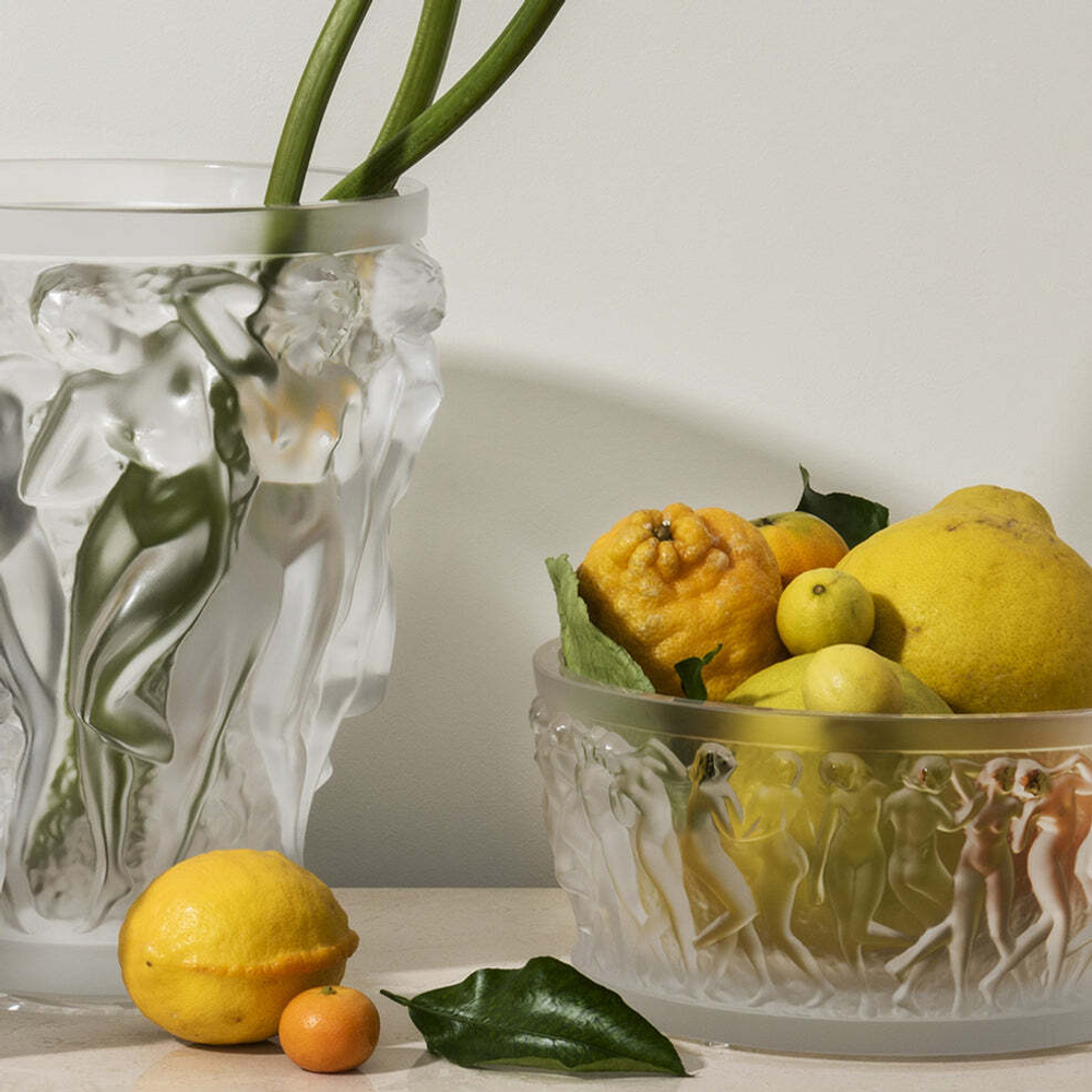 Ваза для фруктов Lalique Bacchantes прозрачная, 29 см