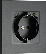 Розетка Schuko с зарядным устройством USB A+C,  с защитными шторками,  черный,  серия N96