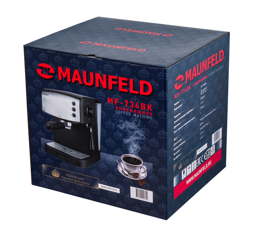 Кофемашина рожкового типа MAUNFELD MF-734BK фото 10