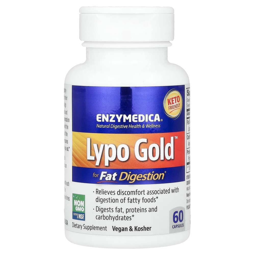 Enzymedica, Lypo Gold™, добавка для переваривания жиров, 60 капсул