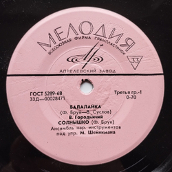 Винтажная виниловая пластинка LP Сборник Балалайка 7 дюймов (СССР 1970)