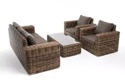 "Палермо" лаунж-зона из искусственного ротанга, цвет соломенный