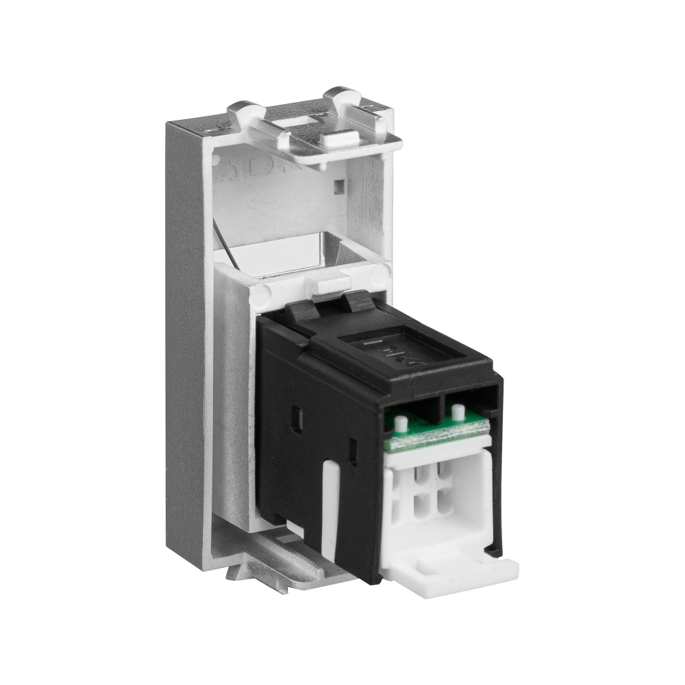 Компьютерная розетка RJ-45 модульная, кат.6А, "Avanti", "Закаленная сталь", 1 модуль