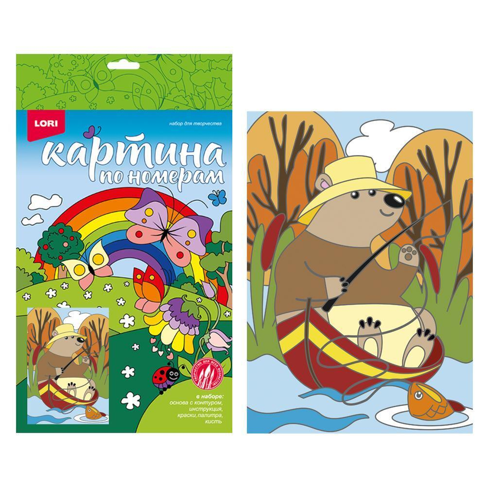 Картина по номерам 20*30см "Мишутка на рыбалке" (Lori)