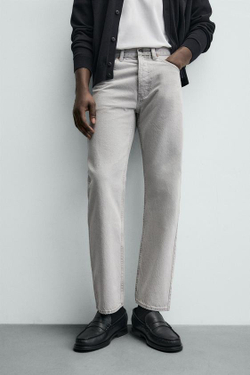 ZARA ДЖИНСЫ STRAIGHT ДЛИНОЙ ДО ЩИКОЛОТКИ, СЕРЫЙ
