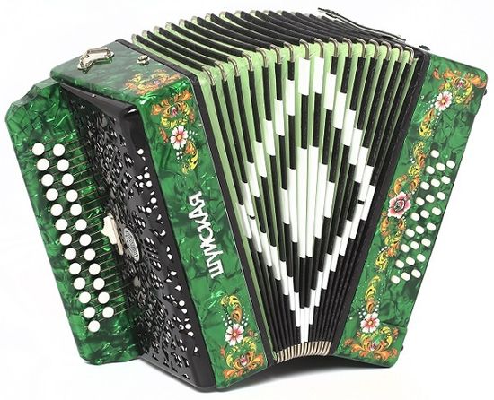 S51XL-F-GR Гармонь "Шуйская" 25х25-III, зеленая, Шуйская гармонь