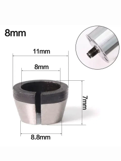 Цанга для фрезера 6 мм; 6,35 мм; 8 мм. Набор 6 цанг, 2 гайки.