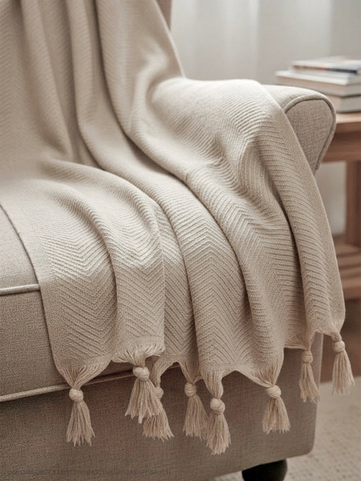 Плед-покрывало из хлопка Sidney, цвет Бежевый