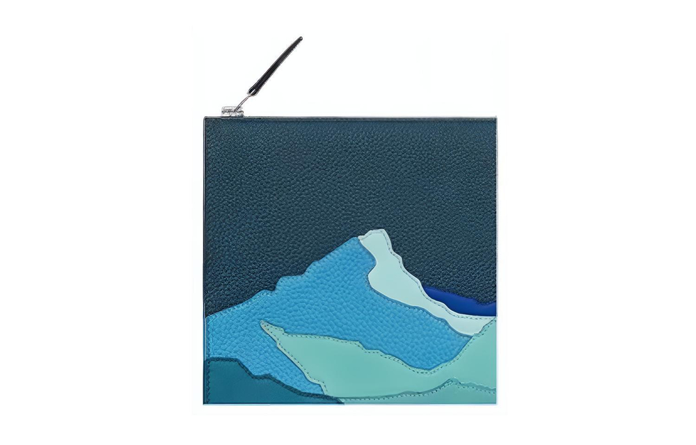 HERMES Zip Tablet Togo & Swift Calfskin With Bullock Leather Tablet Protective Case And Laptop Bag Men"s Blue