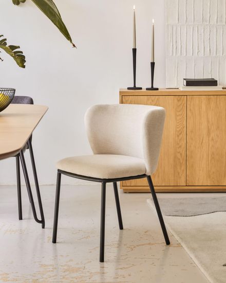 Ciselia Стул из бежевой синели и черной стали Испания La Forma