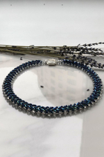 Колье из бисера "Змейка" ручной работы, цвет - Гематит
