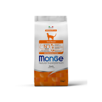 Сухой корм Monge Cat Speciality Line Monoprotein Sterilised для стерилизованных кошек, из утки 1,5 кг