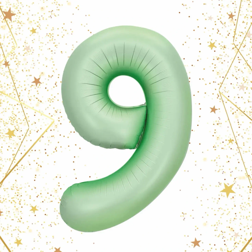 Шар фольгированный 32'/81см «Цифра «9» (зеленый)