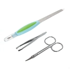 Маникюрный набор на блистере, 3 предмета «Ultramarine» (пилка металлическая, узкие ножницы и пинцет)