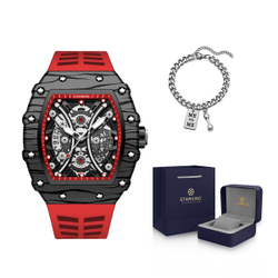 STARKING Richard Collection Quartz Movement Silicone Strap Watch Men"s Watches Black Dial