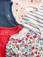 Лонгслив для девочки Next 409-072, 5 шт., Розовый, Красный, Синий