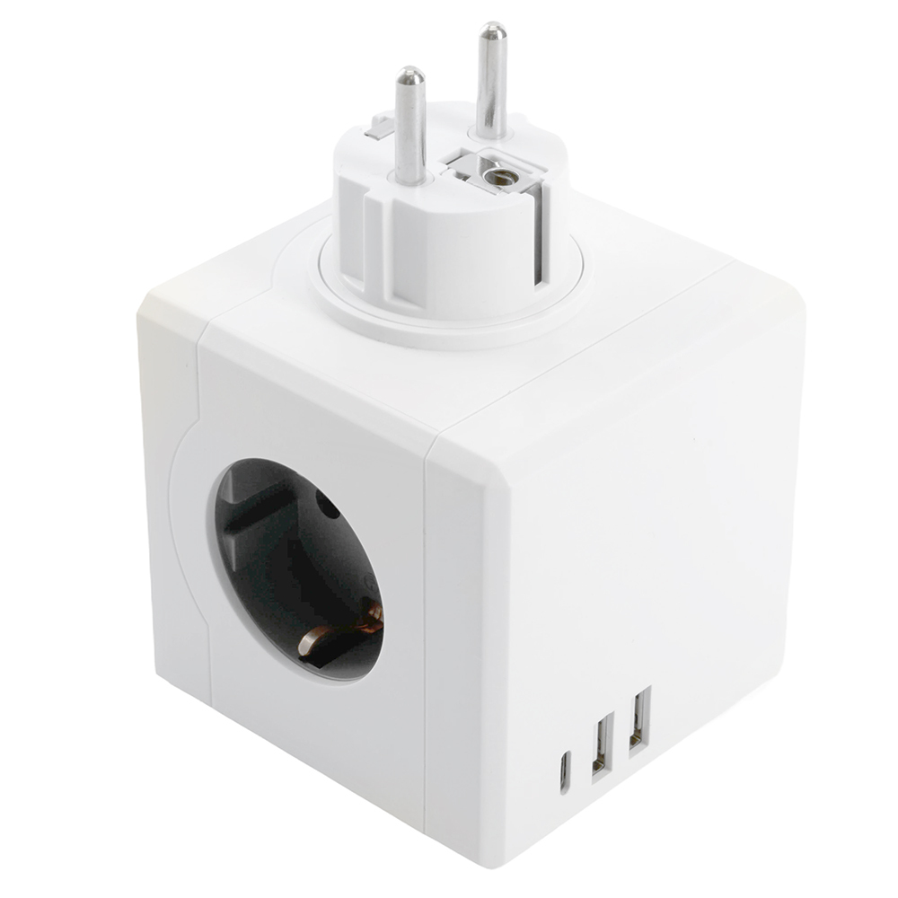 ADP16-33-21 STEKKER Разветвитель сетевой 3-х местный. 250В.16A. 2хUSB A+Type C. белый