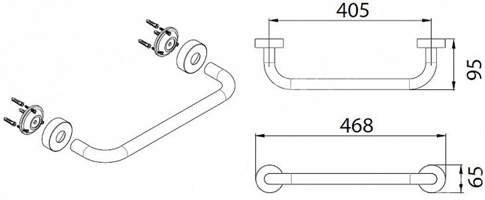Поручень для ванны Fixsen Hotel 40 см, хром (FX-31017)