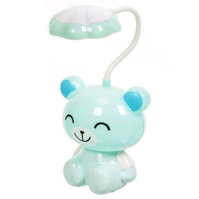 Светильник-ночник Медведь, настол, пластик, с USB зарядкой, бирюз, SPE16769-559-1/5