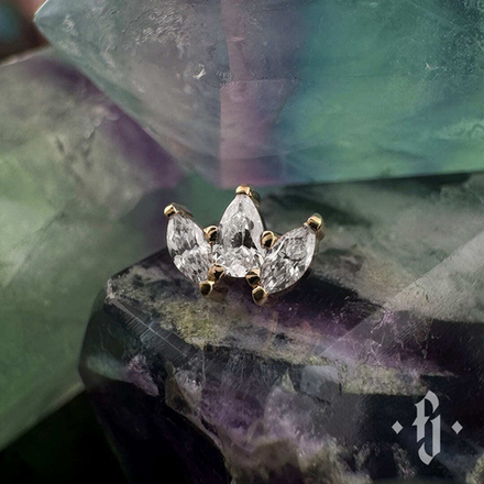 Кластер "Trin" - Желтое золото - White CZ