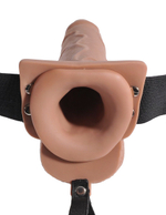 Кофейный полый страпон с имитацией эякуляции 7.5 Hollow Squirting Strap-On with Balls - 21,6 см. (Цвет: кофейный)