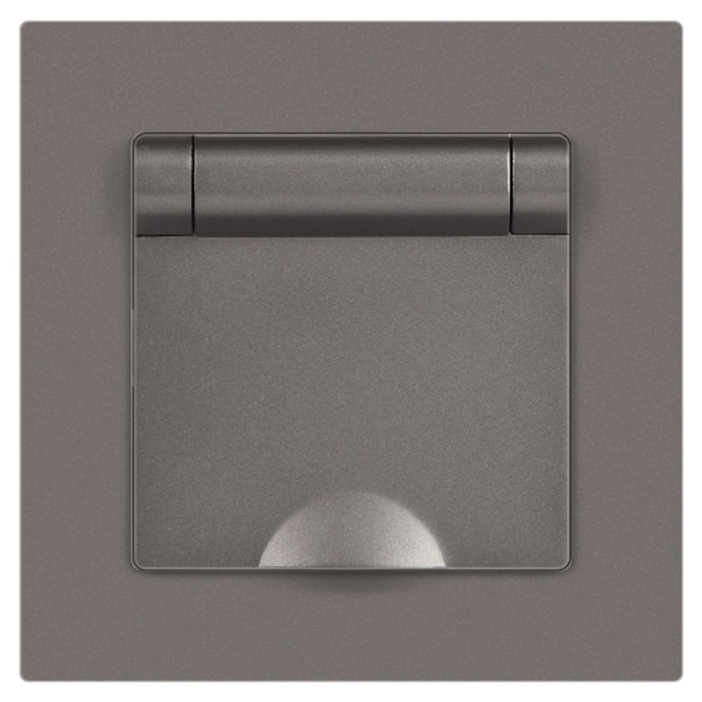 Розетка Intro Accent 6-203-09 с заземлением 2P+E Schuko с крышкой 16А-250В IP20 СУ AL/CU титан | Intro