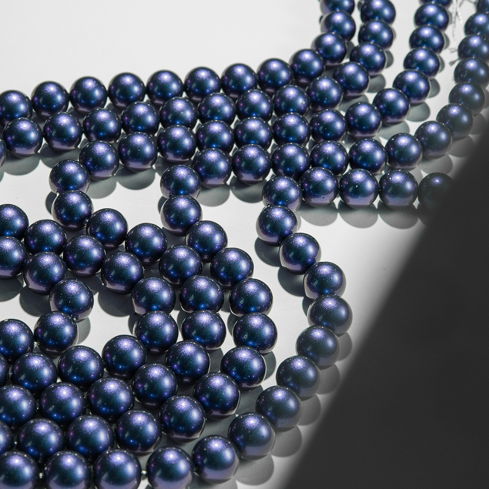 Хрустальный жемчуг, оттенок "Sapphire", шар 8мм, перламутрово-сатиновое улучшенное покрытие