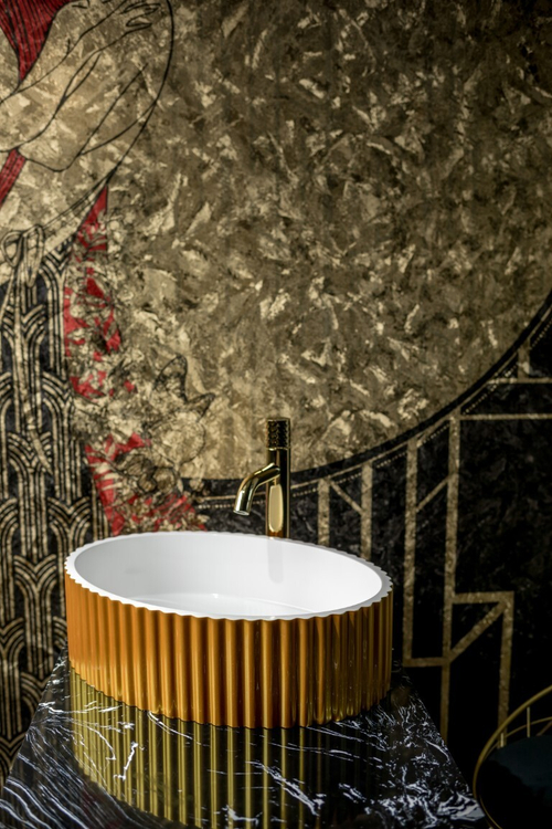 Boheme Раковина Canale рифл глянец золото