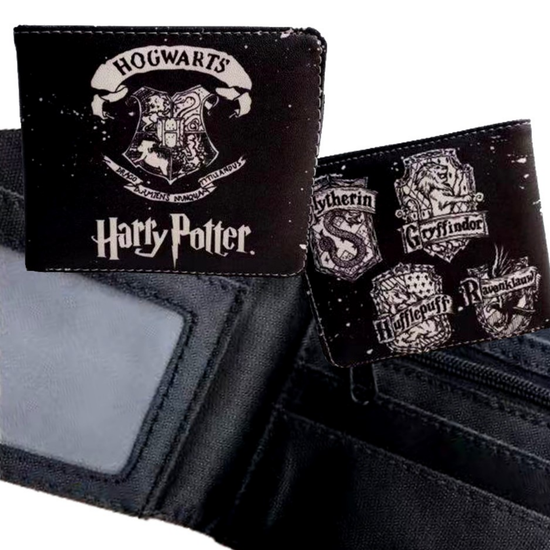 Кошелек-картхолдер Гарри Поттер Хогвартс. 4 факультета, р-р 11х9,5см (черный)
