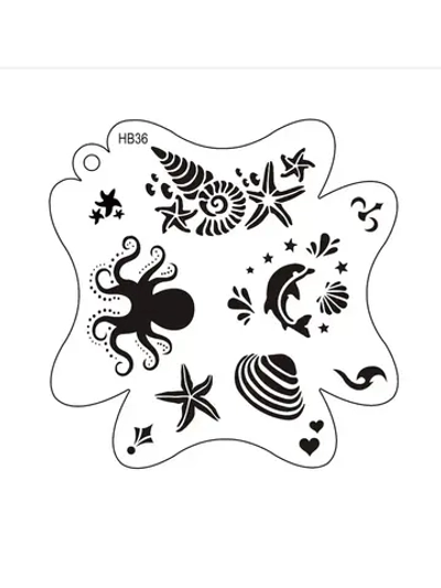 Набор трафаретов для аквагрима подводный мир 36