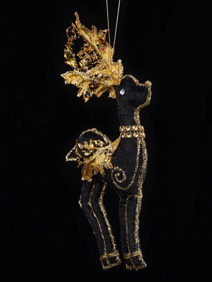 Винтажное украшение Королевский Олень 15х28 см., черный с золотом, Christmas DeLuxe (89014)