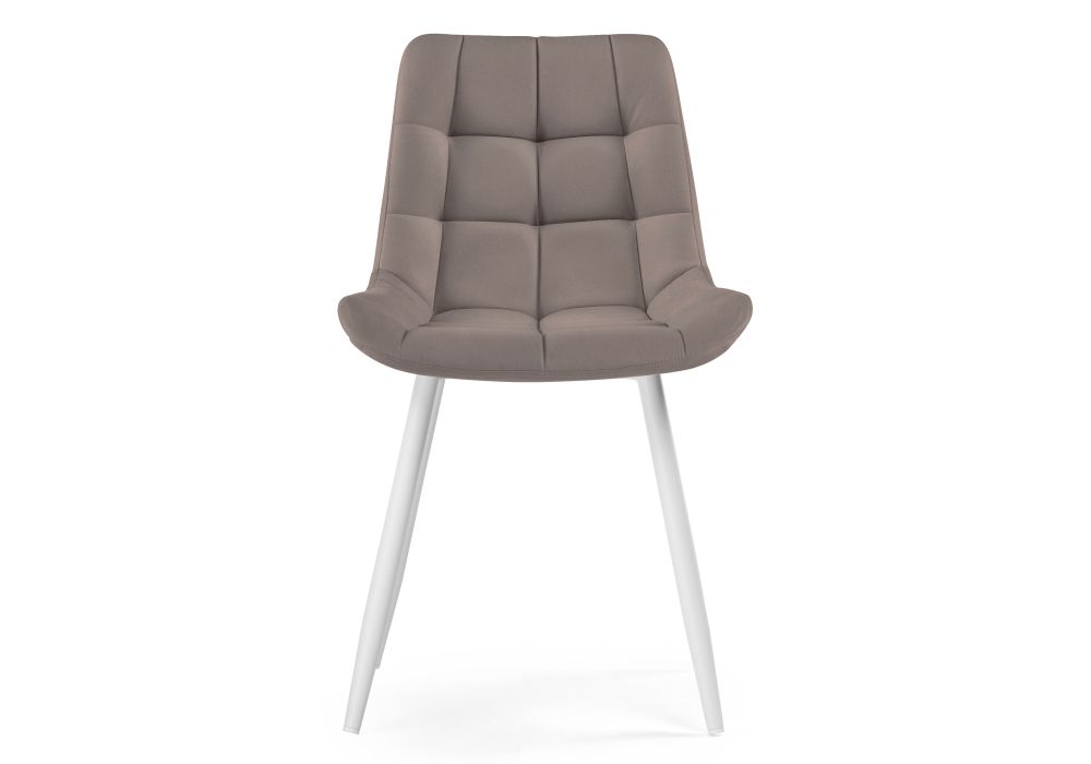 Стул на металлокаркасе Челси К велюр латте / белый