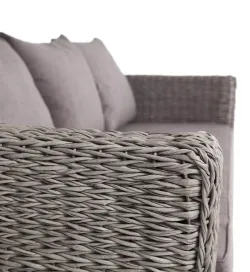 "Капучино" диван из искусственного ротанга (гиацинт) трехместный с подушками, цвет серый