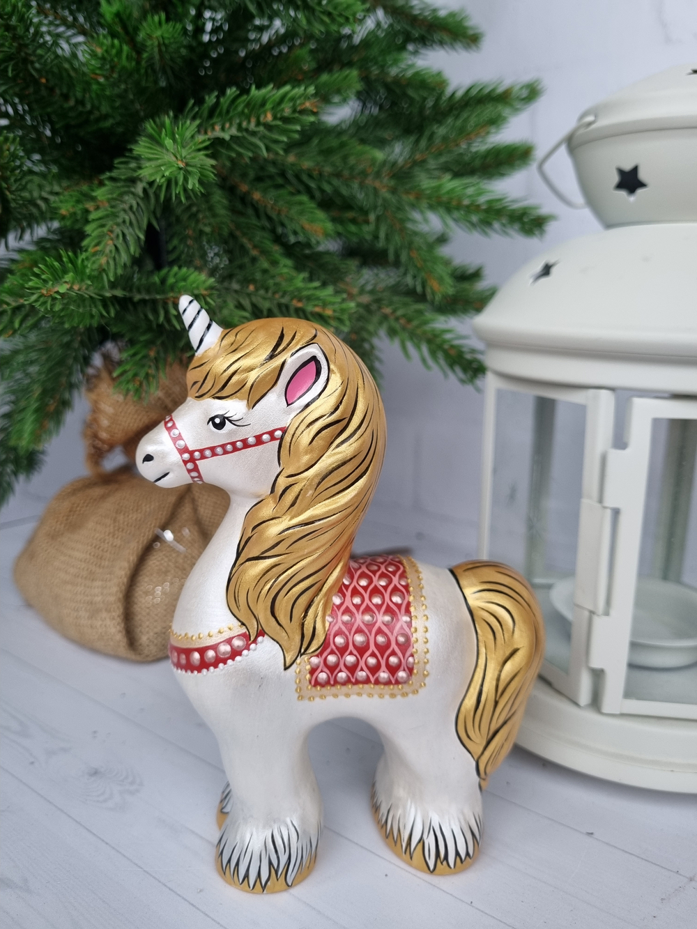 Единорог фарфоровая игрушка под ёлку