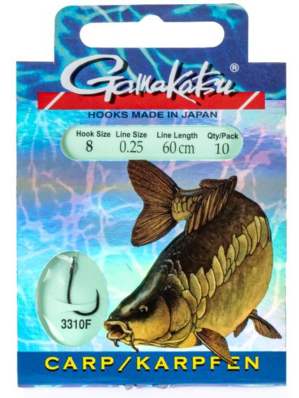 Крючки с поводком Gamakatsu BOOKLET CARP 3310F разм. 08-0.25мм 60см 10шт.