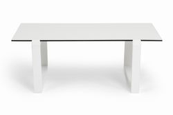 "Варадеро" журнальный стол из HPL 110х60 H43, каркас алюминий белый муар, цвет столешницы "молочный"
