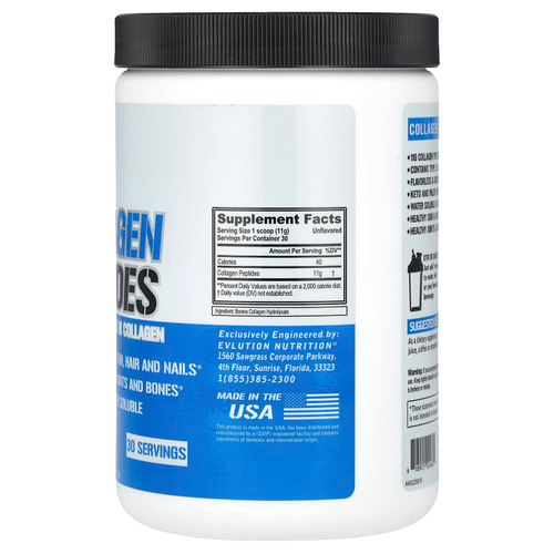 EVLution Nutrition, пептиды коллагена, без вкусовых добавок, 330 г (11,64 унции)