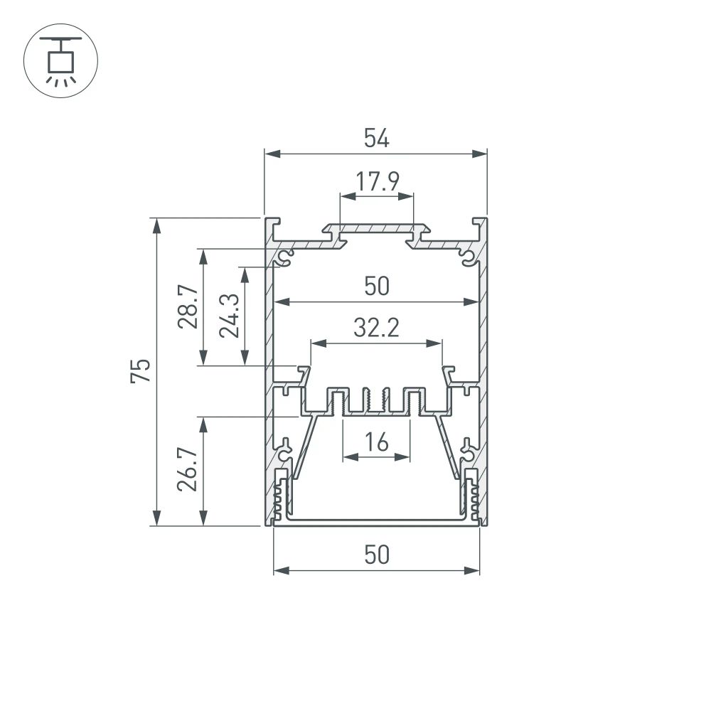 Профиль IP-LINE-5475-2000 BLACK (Arlight, Алюминий) 053899