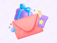 3D Красное письмо с подарком