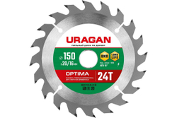 Диск пильный по дереву URAGAN Optima (150х20/16 мм; 24Т) 36801-150-20-24_z01