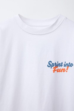 ZARA ФУТБОЛКА С НАДПИСЬЮ И НАШИВКОЙ, БЕЛЫЙ