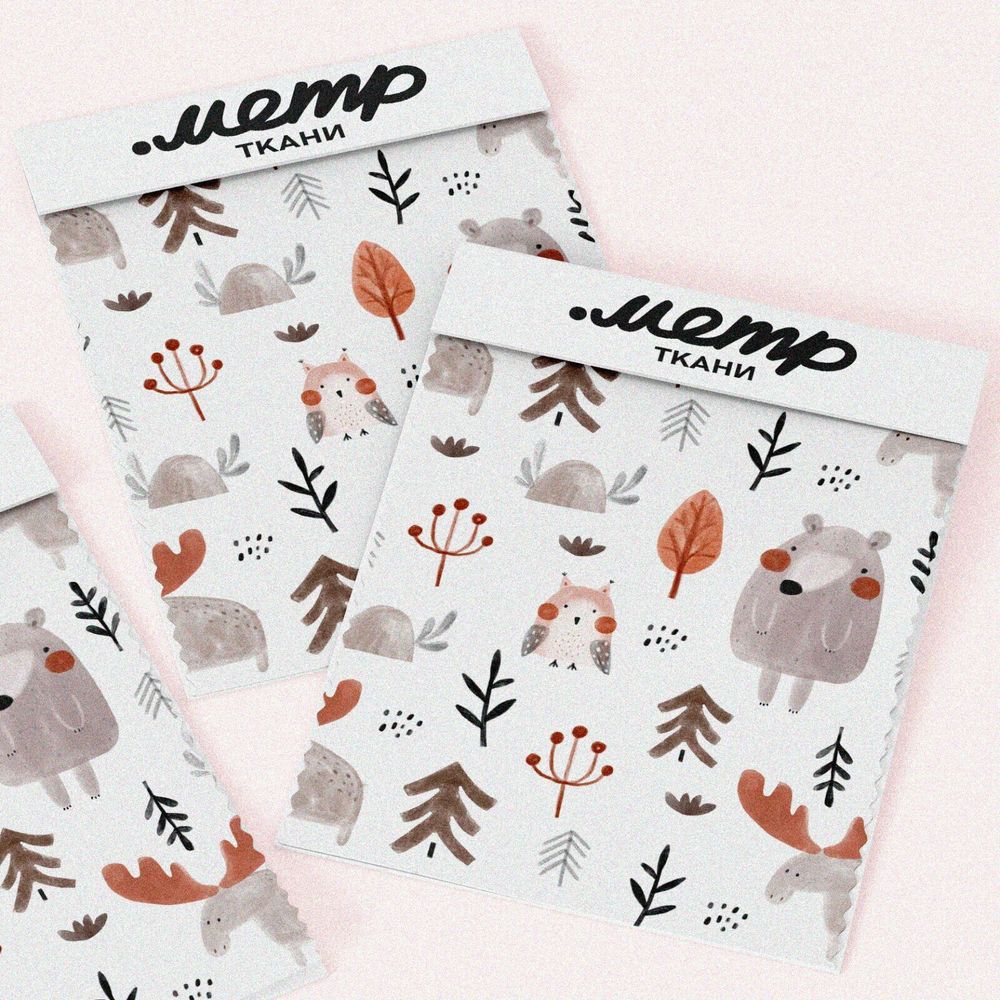 Ткань футер 2-х нитка абстрактные рисунки животных детские