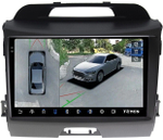 Магнитола для KIA Sportage 3 2010-2016 (без штатного усилителя) - Teyes CC3-2K-360 монитор 9.5" 2K QLED на Android 10, 6Гб+128Гб, CarPlay, 4G SIM-слот, 4 камеры в комплекте