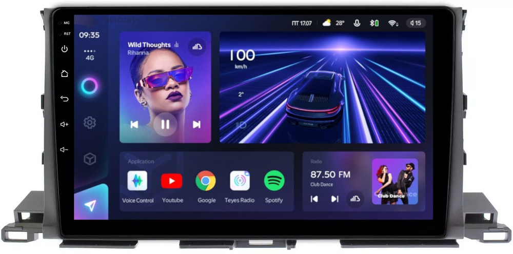 Магнитола для Toyota Highlander 3 U50 2013-2020 - Teyes CC3 Android 10, ТОП процессор, 4/32 Гб, CarPlay, SIM-слот