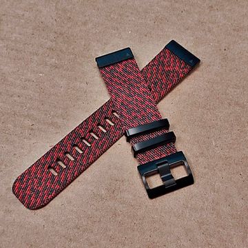 Ремешок 22 мм для Garmin нейлоновый жакардовое плетение, стальные тренчики (Красный)