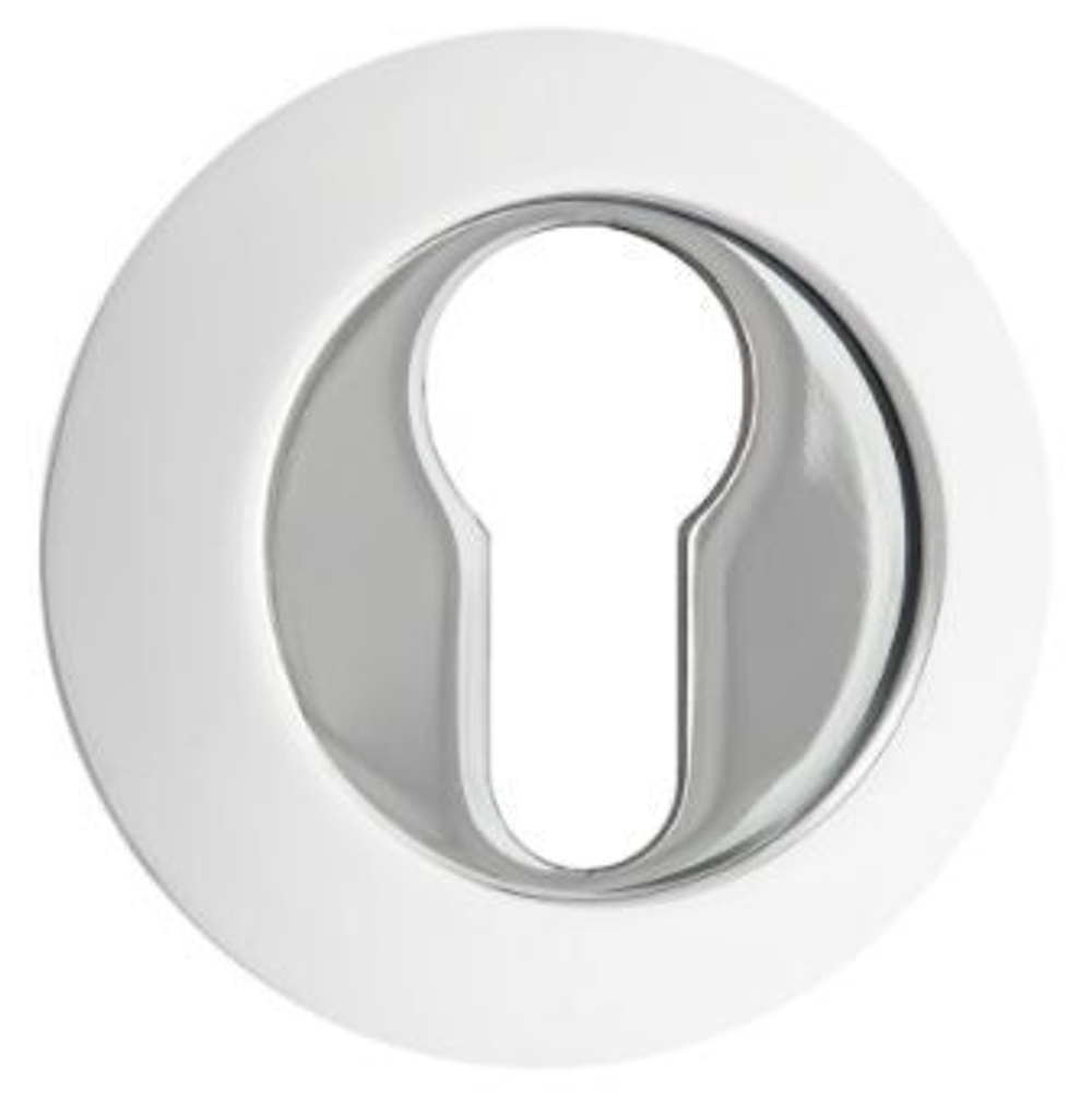 Накладка круг на цилиндр Пуэрто INET AL 08 MSW/CP, цвет супер белый матовый/хром (гарантия - 12 месяцев)
