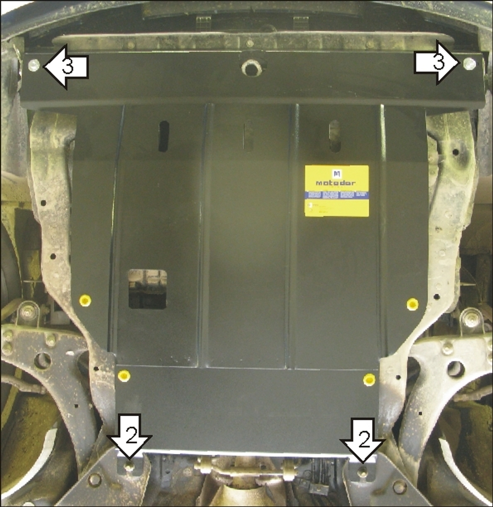 Усиленная защита Motodor картера двигателя, кпп. 2 мм, сталь. для KIA Magentis 2002-2006,Hyundai Sonata IV 2001-2005,Hyundai Sonata Tagaz 2005-2012 арт.01007