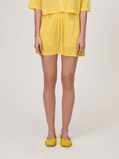 Женские шорты желтого цвета из вискозы - фото 3