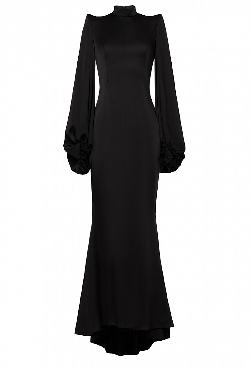 Платье чёрное силуэта "рыбка" воротник стойка 16-05-21SS