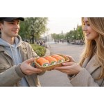 Контейнер бумажный Sushi Box с Крышкой 400 мл 91х160х24 мм 1/700